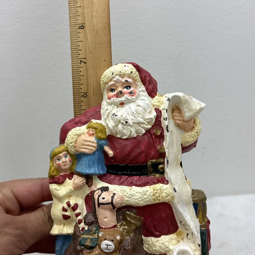 Vintage Cast Iron Christmas Stocking Hanger Double Hook Santa Claus Toys